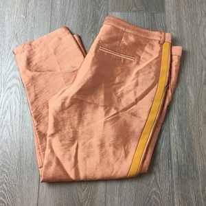 NWOT Scotch & Soda Trousers Yellow Vertical Stripe Straight Leg Beige Large